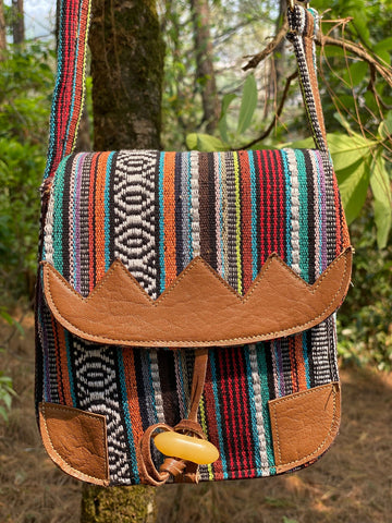 Hemp Messenger Leather Linen Bag - FWOSI